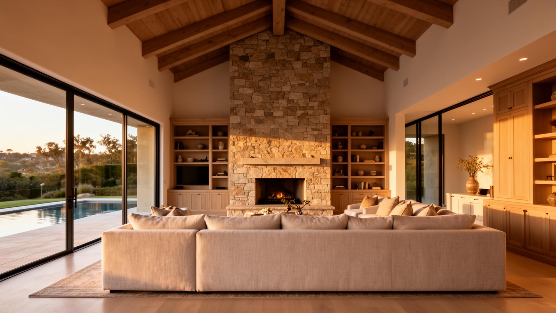 Whole-home great room remodel with vaulted ceilings